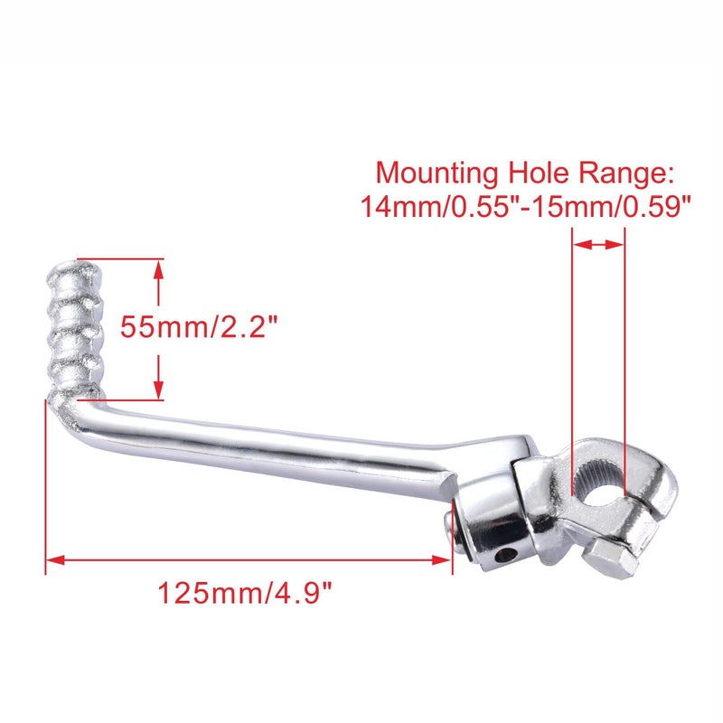 WOOSTAR 15mm Kickstart Lever Pedal Replacement for 50cc 70cc 90cc 110cc 125cc 150cc Pit Bike Dirt Bike Silver - Image 2